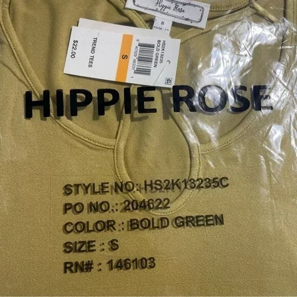 Hippie Rose Juniors' Criss-Cross T-Shirt - Bold Green, Size S, NWT - Picture 4 of 5